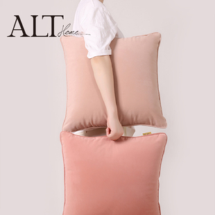 高端抱枕沙发客厅靠垫现代轻奢高级感靠背枕粉色床上靠枕套不含芯