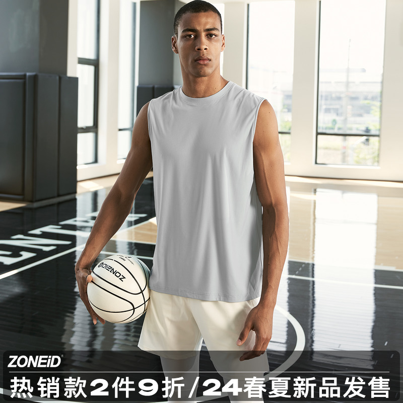 ZONEID 运动背心男23AW新款 透气坎肩上衣 针织篮球训练健身无袖