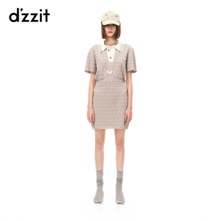 爱心提花Polo领针织连衣裙女设计感小众 dzzit地素23夏专柜新款