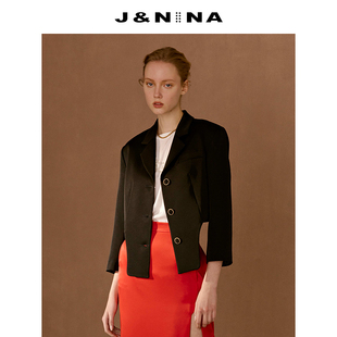 J＆NINA捷恩尼纳原创设计2023初秋新款 纯色小西装 修身 女 外套短款