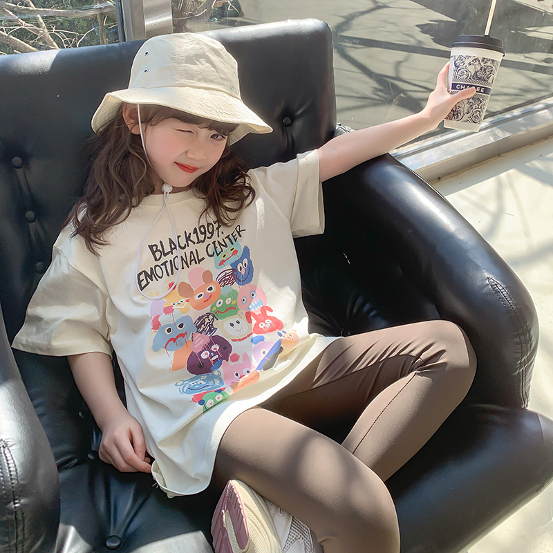韩版 女童短袖 洋气儿童小女孩体恤上衣夏季 夏装 打底衫 T恤2024新款