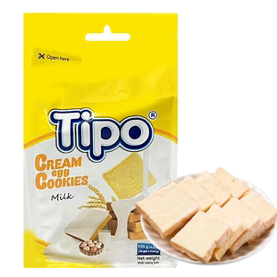 TIPO牛奶味蛋酥脆涂层面包干135g饼干糕点甜品香脆零食 越南 临期
