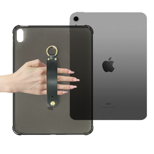 适用iPad第10代平板手持软套 22iPadPro11卡手腕带保护壳 10.9英寸平板电脑手腕带防摔壳手托透黑色 苹果Air5