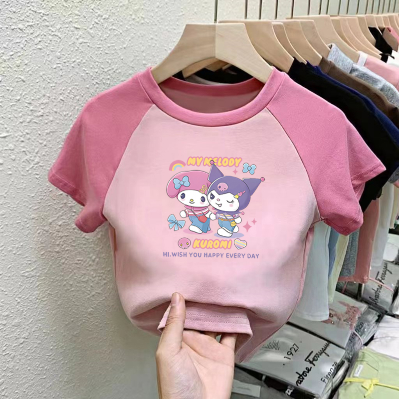 纯棉女童装 新款 T恤2024夏季 儿童宝宝洋气卡通库洛米百搭上衣 短袖
