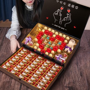 德芙巧克力礼盒爱心糖果送女朋友老婆520玫瑰花表白生日礼物零食