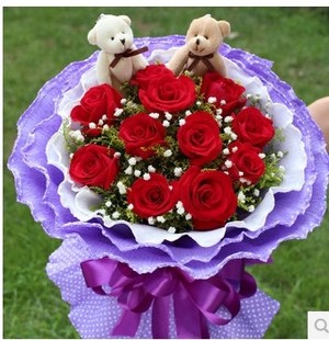 上海鲜花店同城速递静安长宁浦东普陀花店送花11朵红玫瑰常来花卉
