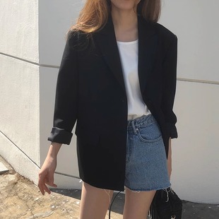 黑色宽松西装 休闲气质西服设计感新款 设计感韩版 上衣 春秋外套女款