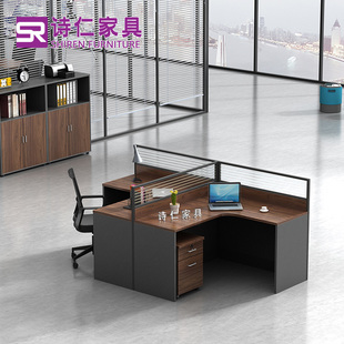 贵阳办公桌简约现代办公室家具46人位屏风卡座隔断职工办公桌椅