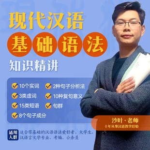 现代汉语基础语法知识 汉语语法 视频课 现代汉语 沙叶老师
