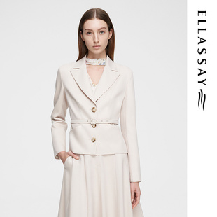 ELLASSAY歌力思2024春季 新款 外套女 醋酸羊毛高级感通勤收腰小西装