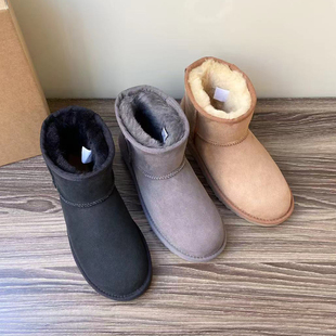 新短筒 澳洲进口羊皮毛一体雪地靴加绒加厚防滑耐磨棉靴羊毛靴冬季