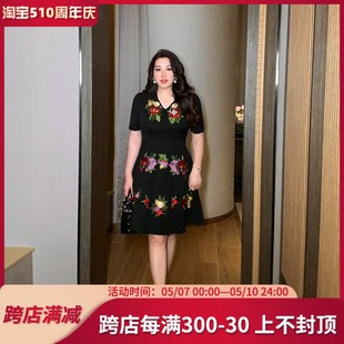 GLEC大码 新款 2024夏季 高端设计重工刺绣名媛风气质优雅连衣裙 女装