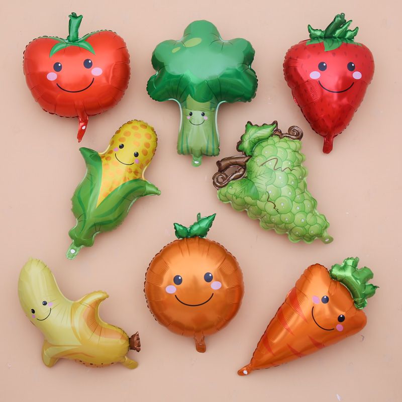 饰西瓜草莓橙子菠萝生日布置水果气球蔬菜 18寸水果形状气球装