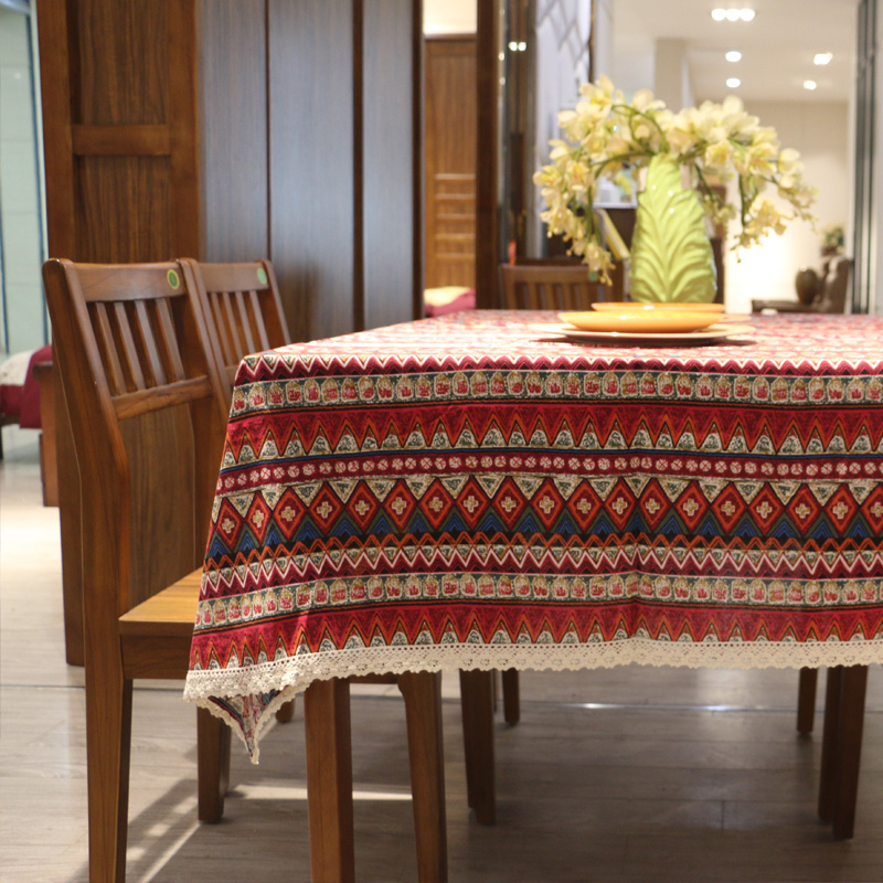 饰网红台布尺寸可定做 餐厅吧台装 异域民族风纯棉麻桌布泰式
