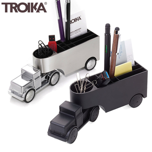 送同事领导 德国TROIKA创意多功能桌面笔筒摆件拖车高档商务礼品
