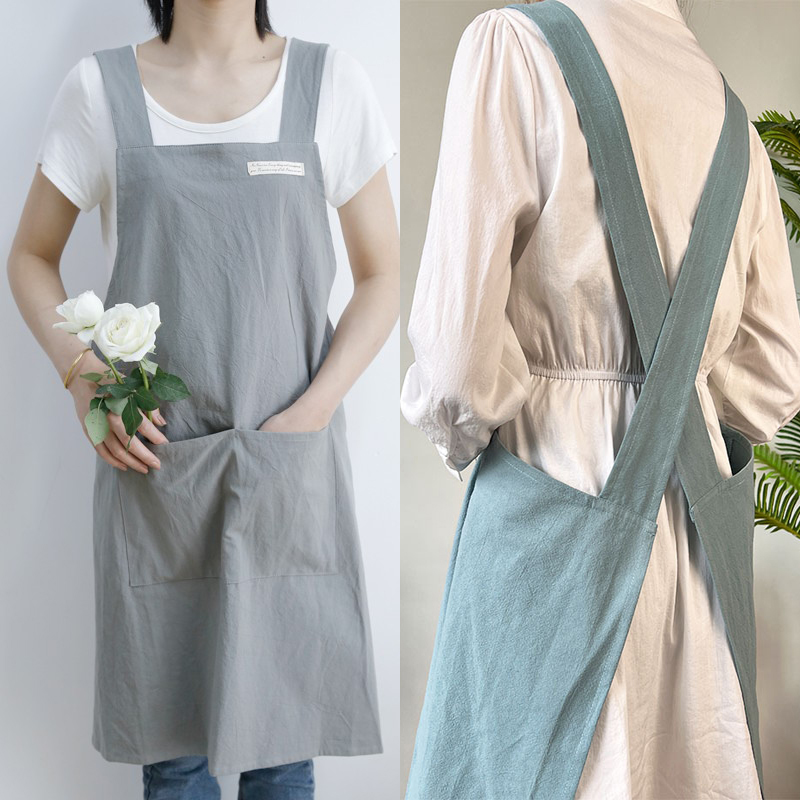 围裙日韩式 复古时尚 纯棉厨房家用定制logo印字 男女工作服2023新款