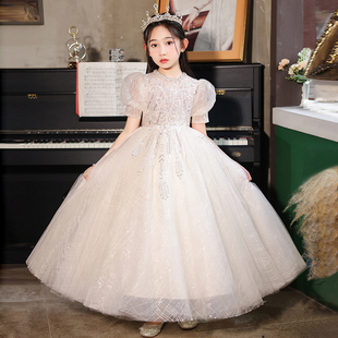 高端花童公主裙儿童主持人钢琴表演生日婚纱夏 女童晚礼服2024新款
