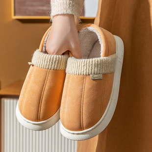 回力棉拖鞋 秋冬季 男 女居家保暖厚底防滑家用室内软底毛绒包跟棉鞋