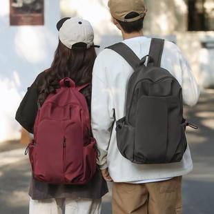 男女纯色休闲旅行双肩包 大容量学生背包简约潮流书包韩版 新款