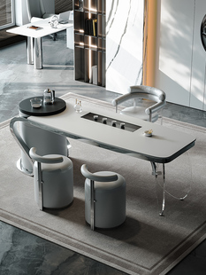 极简岩板高端茶台桌 现代简约茶桌椅组合客厅家用功夫茶桌轻奢意式