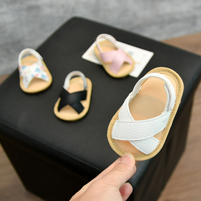 新 1岁男女宝宝学步鞋 软布胶底简约风室内外沙滩凉鞋 婴儿鞋 夏季