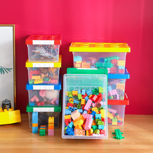 大颗粒积木收纳盒小玩具儿童拼装 分类整理磁力片收纳箱塑料储物箱