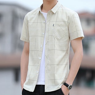 男夏季 Yishion以纯旗舰店正品 衬衣 薄款 青年衬衫 休闲痞帅半袖 短袖