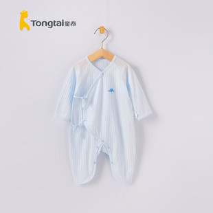 童泰夏季 系带连体哈衣宝宝新生儿蝴蝶衣0 婴儿纯棉长袖 3个月 薄款