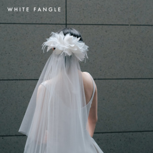 WHITE FANGLE 新娘头纱通透婚礼旅拍写真领证闺蜜礼物花朵 花开