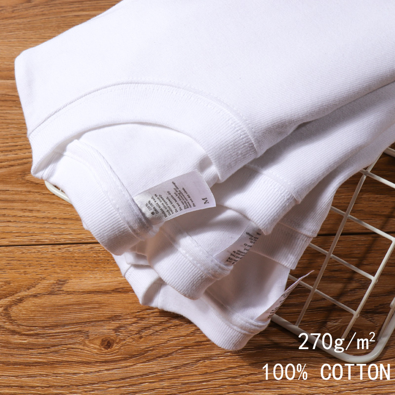 270g日系厚实纯棉纯色短袖 打底衫 体恤纯黑t桖 白T恤男加厚纯白半袖