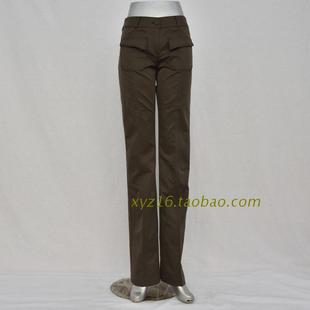 女裤 敦系列秋装 长裤 新宽咖啡色光面修身 品牌折扣正品 小直筒裤