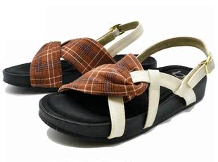 日本代购 罗马风平底女鞋 日系布面皮带混合材质交叉带露趾凉鞋 新款