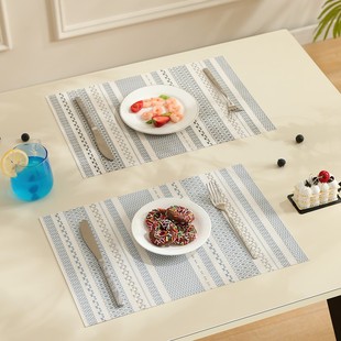 餐垫餐桌垫隔热垫西餐垫防水防油免洗碗垫轻奢高级感防烫餐布条纹