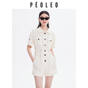peoleo 夏季 新款 设计感通勤套装 风连体裤 飘蕾outlets工装