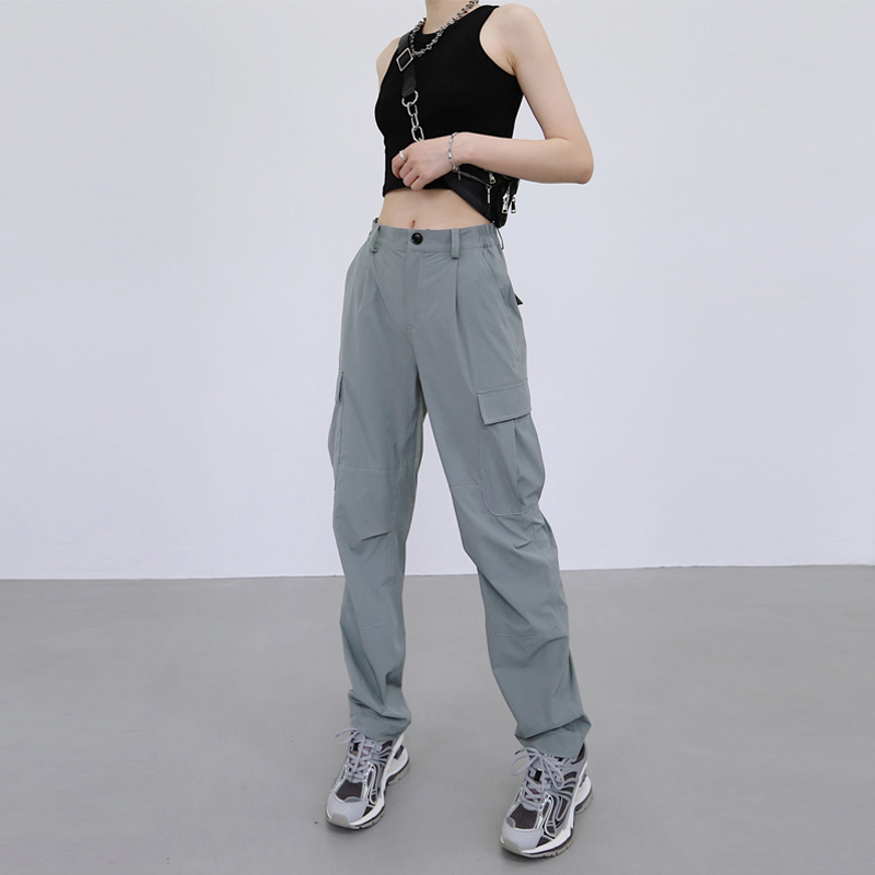 薄款 复古裤 夏季 子日系小个子美式 美式 工装 灰色休闲裤 女2023新款 裤
