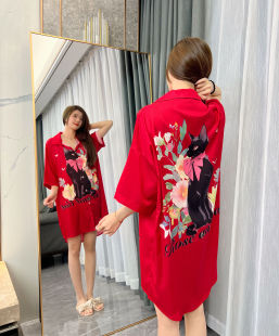 可外穿网红风爆款 高级感2024 款 冰雪丝短袖 性感睡衣女夏季 睡裙薄款