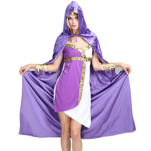 成人紫色绒布斗篷披风男女巫师袍死神吸血鬼cosplay服 万圣节服装