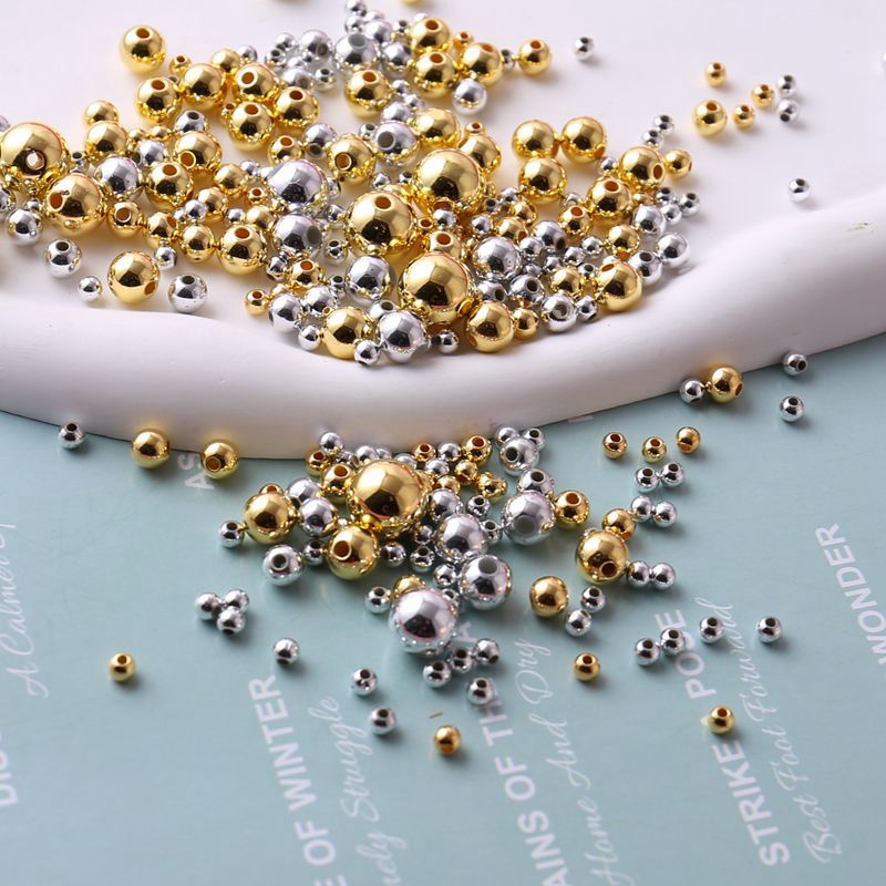 12mm串珠散珠子手缝隔珠材料 银色仿珍珠4 DIY手工包包配件金色