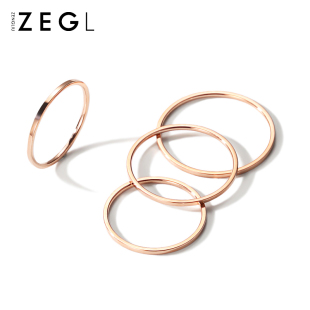 ZEGL玫瑰金素圈戒指女小众设计轻奢高级感关节食指尾戒指环