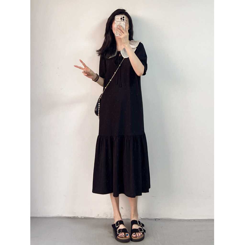 新款 黑色赫本连衣裙 韩版 赤茶恋人 鱼尾裙西装 夏季