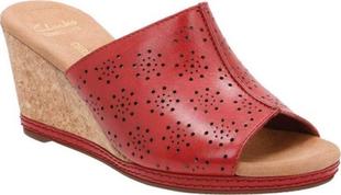 803536 拖鞋 真皮红色镂空高跟坡跟时尚 正品 其乐女鞋 Clarks