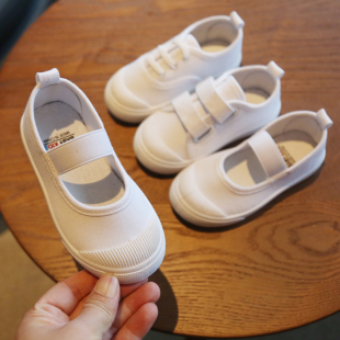 校园指定小白鞋 春秋季 子 儿童帆布鞋 新款 男女宝宝童鞋 幼儿园室内鞋