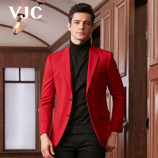 外套 新款 男士 红色西服商务通勤西装 威杰思2024年春夏男装 VJC