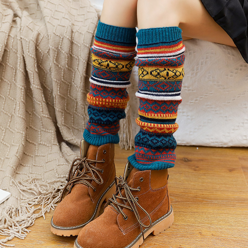 秋冬护腿袜套女潮ins森系堆堆袜保暖羊毛护膝长筒袜加厚腿套靴套