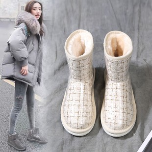 2022年冬季 新款 百搭加绒加厚保暖防水短靴雪地棉鞋 雪地靴女款 时尚