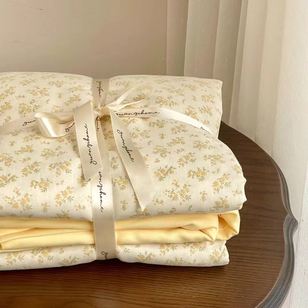 A类母婴级全棉双层纱四件套柔软透气小清新四件套床上用品