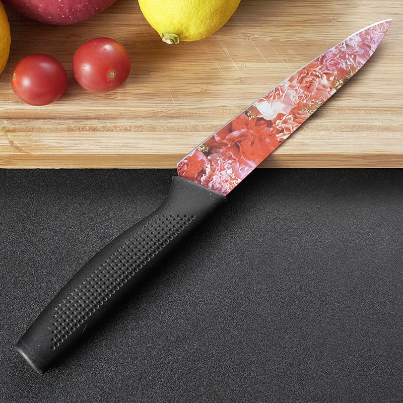 锋利不锈钢黑色刃水果刀家用切水果刀具厨房削皮瓜果刀小刀便携