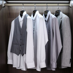 样板房衣帽间道具衣服橱窗衣柜展厅男士 灰色西服衬衫 陈列摆件 西裤