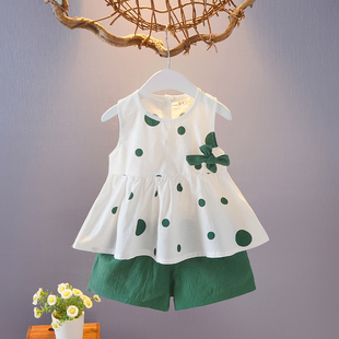 夏季 女童夏装 潮 2韩版 新款 连衣裙时髦套装 洋气宝宝1一3岁4婴儿童装
