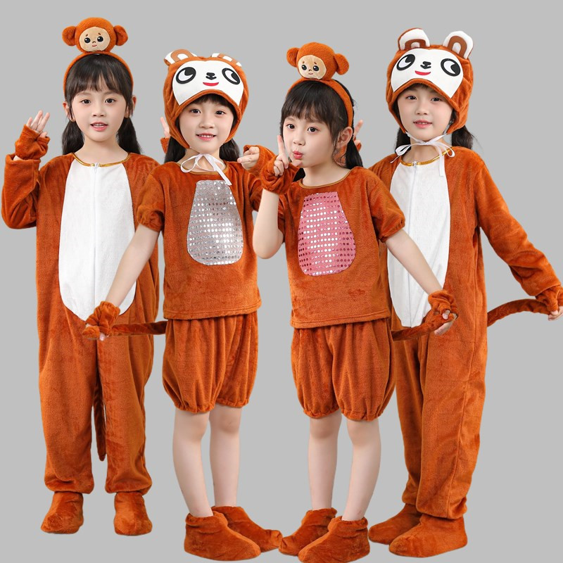 儿童小猴子演出服动物话剧猴子捞月幼儿园猴子狐狸舞蹈表演服 新款